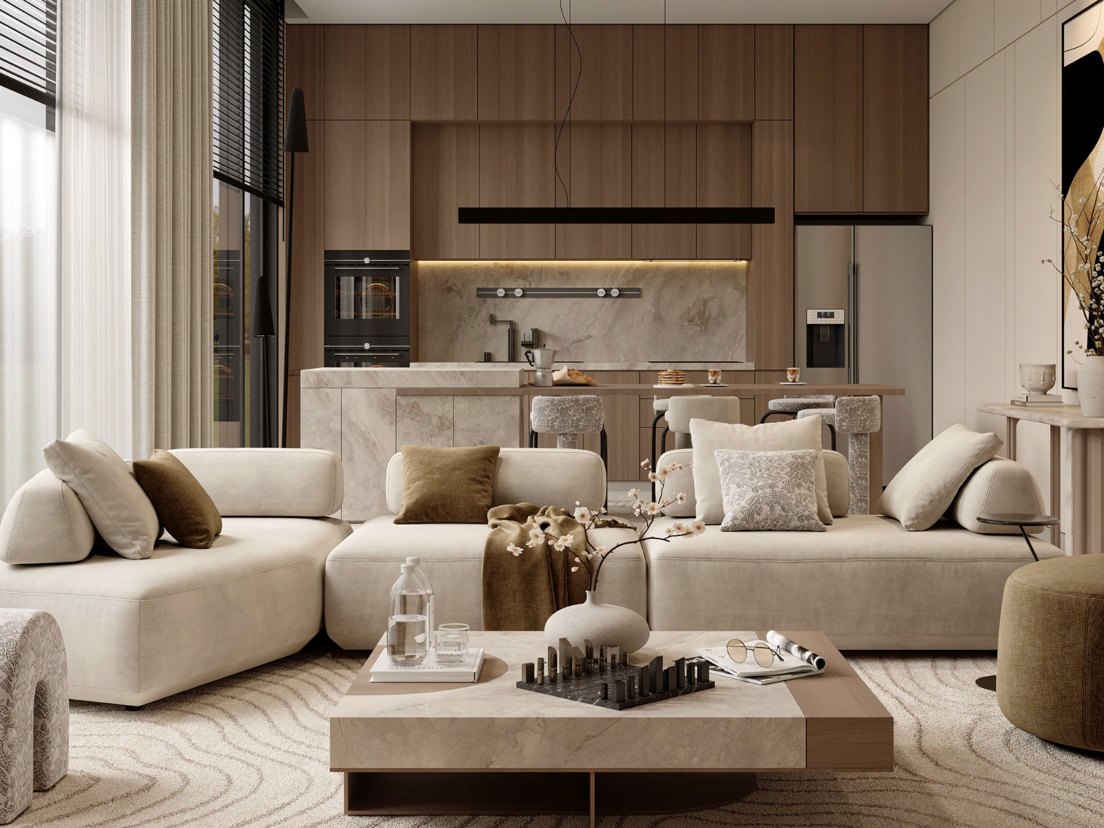 Smart Living Room With Kitchen Gallery